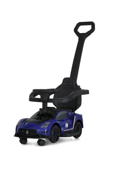 Каталка-толокар 2в1 з батьківською ручкою Home синій M 5106-4