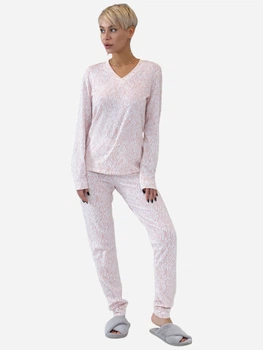 Пижама (лонгслив + штаны) женская большого размера хлопковая Leinle Pink Genius 1583 3XL Розовая (4821583161267)