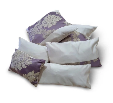 Комплект декоративних подушок Firanka Damask 30х16см 1шт 25х17см 1шт 35х14см 1шт 36х22см 1шт 35х33см 1шт 40х38см 1шт фіолетові з бежевим (п_0215)