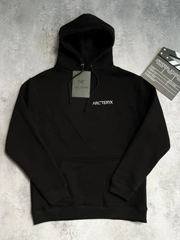 Худи унисекс с рисунком геометрических гор Arcteryx размер M черного цвета