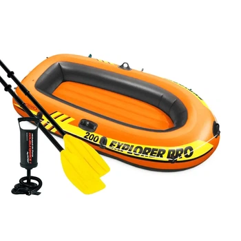 Полутораместная надувная лодка Intex 58357 (58356) Explorer PRO 200 Set 196 х102 см с насосом и веслами оранжевая