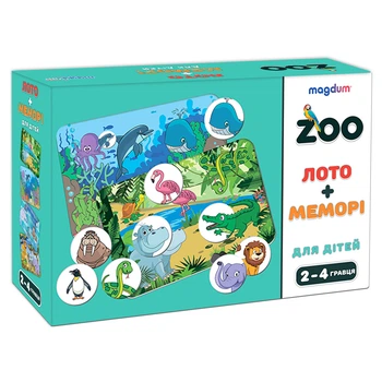 Гра настільна розвиваюча Magdum "Лото+мемо Зоопарк" (ME5032-21 EN)