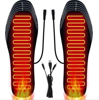 Стельки с подогревом проводные от USB водонепроницаемые, зимние многоразовые термостельки до -50°, универсальный размер 41-46. DJM-408