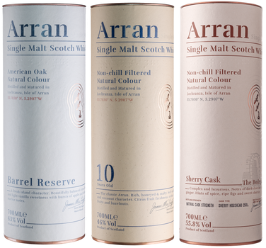Набор виски Arran Barrel Reserve 0.7 л 43% + Arran 10yo 0.7 л 46% + Arran Sherry Cask 0.7 л 55.8% (1221000228334)