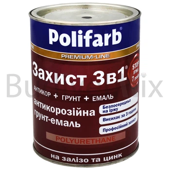 Емаль антикорозійна Polifarb 3в1 для оцинкованого металу 0,9 кг графіт