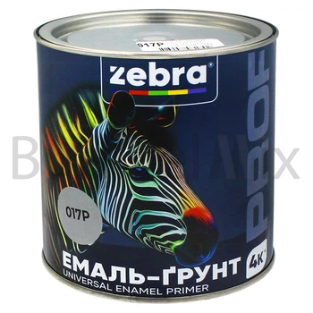 Емаль-ґрунт алкідна ZEBRA PROF 017Р 0,8 кг сіра