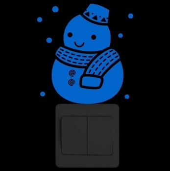 Наклейка новогодняя Снеговик 15 на 10 см голубой