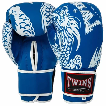 Перчатки боксерские на липучке Twins Special V-S3 размер 12 унций Blue-White