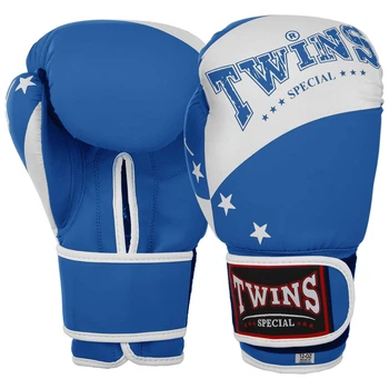 Перчатки боксерские на липучке Twins Spirit 9476 размер 12 унций Blue-White