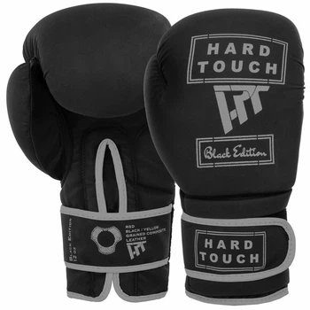 Перчатки боксерские на липучке Hard Touch Black Edition 4658 размер 14 унций Black-Grey