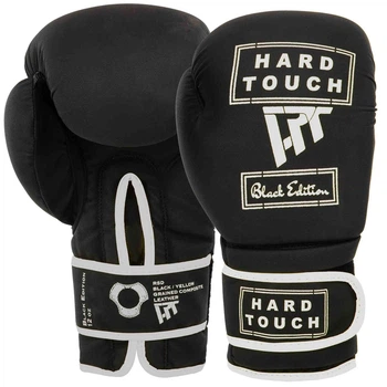 Перчатки боксерские на липучке Hard Touch Black Edition 4658 размер 12 унций Black-White