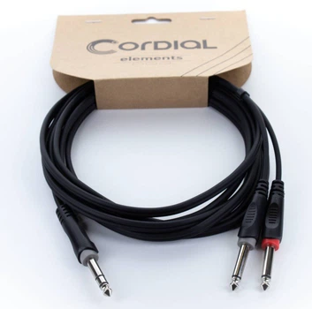Коммутационный кабель Jack 6,3 stereo — 2x Jack 6,3 mono 1.5м Cordial EY 1,5 VPP