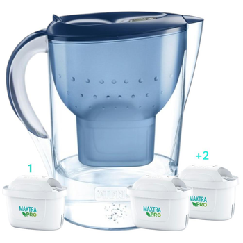 Фильтр-кувшин для воды BRITA Marella Memo MX 2.4 с 3-мя картриджами Maxtra Pro Pure Performance (синий)
