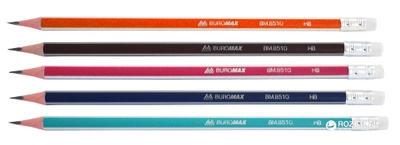 Набор графитовых карандашей 12 шт Buromax Silver НВ с ластиком (BM.8510)