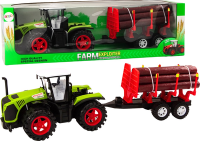 Traktor Leantoys z przyczepą do drewna Zielony (5905991018025)