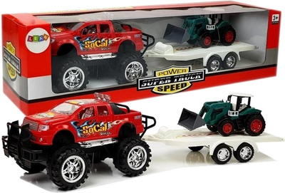 Набір транспортних засобів LEAN Toys Power Super Truck Speed 8327 Позашляховик з фракційним приводом Екскаватор + Евакуатор (5903802457063)