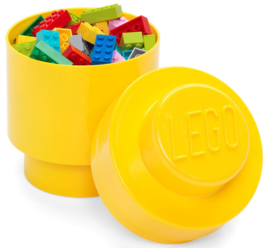 Pudełko do przechowywania klocków konstrukcyjnych LEGO Round Storage Brick 1 Żółte (5006999)