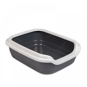 Туалет для кошек с бортиком Природа «Comfort L» 49*39*15 см (серый)
