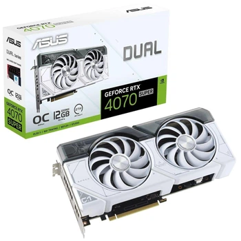 Відеокарта ASUS RTX 4070 SUPER Dual OC White 12GB (DUAL-RTX4070S-O12G-WHITE) (GDDR6X, 192 bit, PCI-E 4.0 x16)