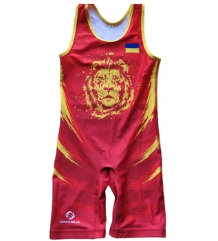 Борцовское трико Lion S красное (WSL-002)