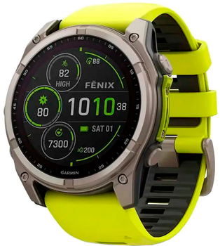 Смарт-годинник Garmin fenix 8 51mm Solar Sapphire Titanium With An Amp Yellow and Graphite Silicone Band (010-02907-21)