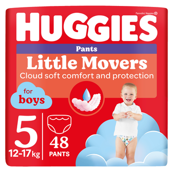 Подгузники-трусикиHuggies Little Movers/Pants 5 Mega 12-17 кг для мальчиков 48 шт (5029053547619)