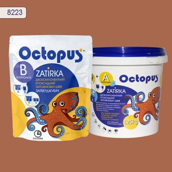 Двухкомпонентная эпоксидная затирка для плитки и мозаики ТМ "OCTOPUS", цвет 8223 персиковый 1,25 кг.