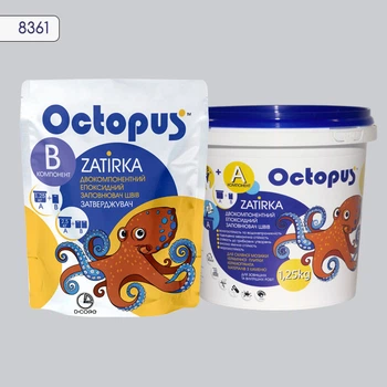 Двокомпонентна епоксидна затирка фуга для плитки і мозаїки ТМ "OCTOPUS", колір платина 1,25 кг.