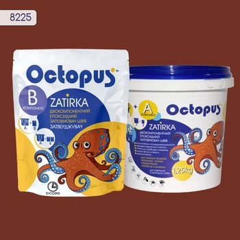 Двухкомпонентная эпоксидная затирка для плитки и мозаики ТМ "OCTOPUS", цвет 8225 терракотовый 1,25 кг.