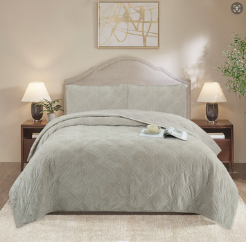 Покривало Soho Velvet Vip Romb Ivory двоспальне 220x240 см поліестер (A120125)