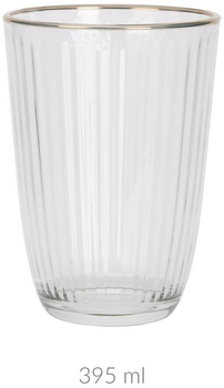 Prążkowana szklanka Excellent Houseware ze złotym brzegiem 395 ml (8721037053297)