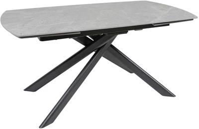 Обеденный стол HESTIA B5609B 160(240)x90x77 см Серый Эрмес + черный песок, матовое покрытие (АР000107625)