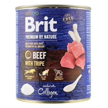 Консервований корм Brit Premium by Nature з яловичиною та рубцем для собак 800 г (1111159944)