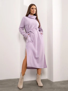 Сукня міді зимова жіноча ISSA PLUS 14920 XXL Бузкове (issa2007682657056)