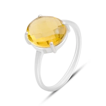 Срібна каблучка з цитрином nano 3.801ct, вага виробу 2,43 гр (2172666)