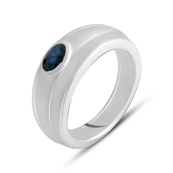 Срібна каблучка з натуральним сапфіром 0.66ct, вага виробу 6,04 гр (2140566)