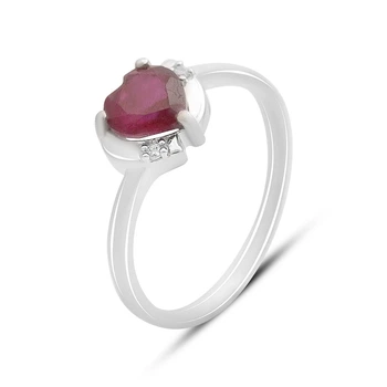 Серебряное кольцо с натуральным рубином 1.124ct, вес изделия 1,76 гр (2172710)