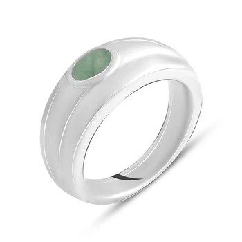Срібна каблучка з натуральним смарагдом 0.4ct, вага виробу 6,32 гр (2140719)