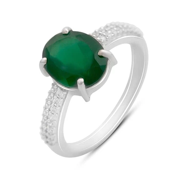 Серебряное кольцо с натуральным агатом, вес изделия 2,85 гр (2173595)