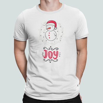 Мужская Новогодняя футболка Stedman с принтом Joy Снеговик Белый S