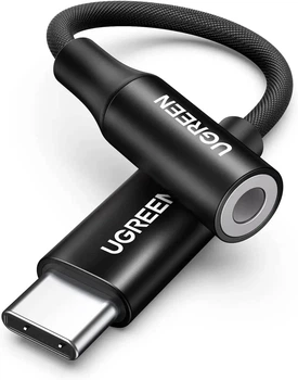 Перехідник USB Type-C для 3.5 mm Ugreen AV161 с DAC chip аудіоадаптер для навушників Black (50631)