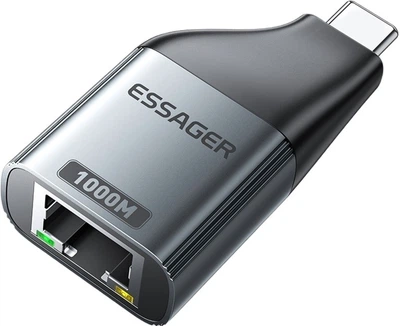 Адаптер ESSAGER Type-C to RJ-45 Network Adapter 1000 Mbit Grey (EZJRJK-MJ0G-P)