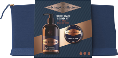 Zestaw prezentowy męski Gillette King C. Gillette Szampon do brody 350 ml + Balsam do brody 100 ml (8700216534284)