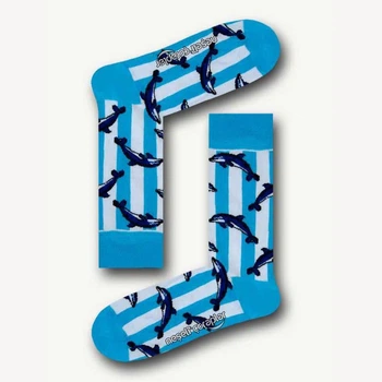 Носки Unisex Neseli Daily Дельфины в полосу, Голубые 37-44р.