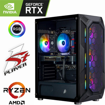 Игровой Компьютер 1stPlayer - Ryzen 7 5700X / RTX 3060 Ti 8GB / 32GB DDR4 / SSD 500GB M.2 (PCI-E 3.0) / HDD 1TB