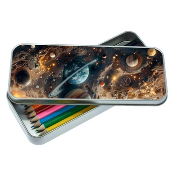 Пенал школьный для мальчика и девочки Космос 7*18 см Silver