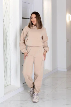 Теплый спортивный костюм со штанами карго Fashion 42/44 бежевый