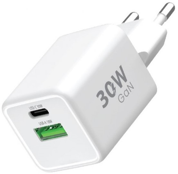 Ładowarka sieciowa + kabel Type-C Winner Group USB-C + USB-A PPS QC PD 30 W White (8591194120848)