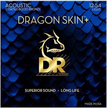 Струны для акустической гитары DR Strings Dragon Skin+ Acoustic 80/20 Bronze - Light (12-54)