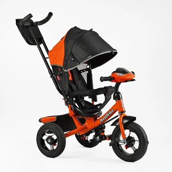 Трехколесный велосипед-коляска Best Trike 3390-38-103 с фарой и пультом черно-оранжевый